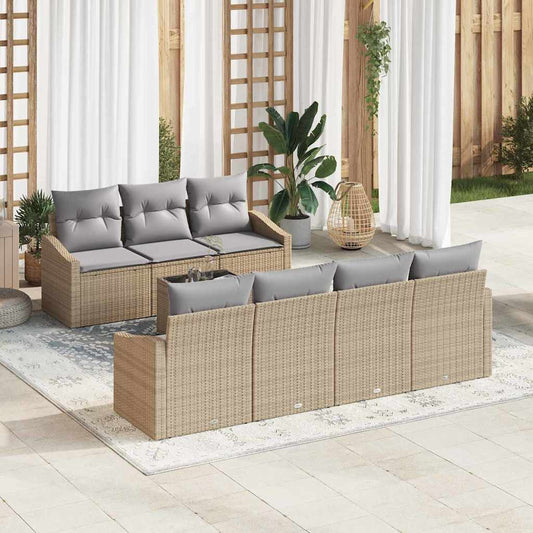 Garten-Sofa-Set mit Kissen 8 pcs Beige, Grau 55 x 55 x 37 cm