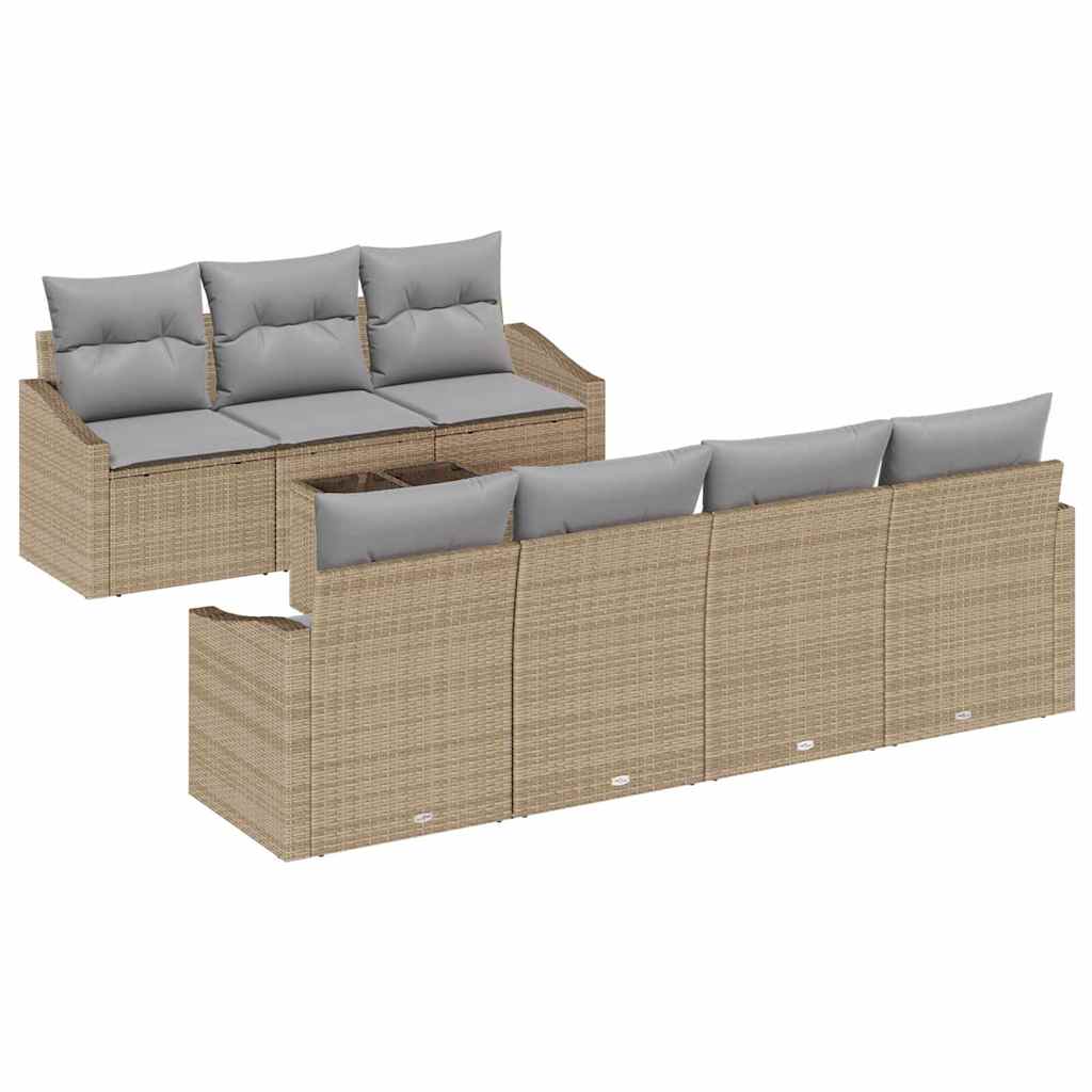Garten-Sofa-Set mit Kissen 8 pcs Beige, Grau 55 x 55 x 37 cm