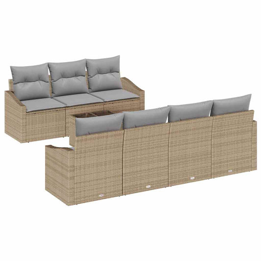 Garten-Sofa-Set mit Kissen 8 pcs Beige, Grau 55 x 55 x 37 cm