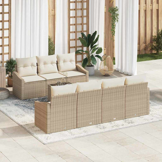 Garten-Sofa-Set mit Kissen 8 pcs Beige, Creme 55 x 55 x 37 cm