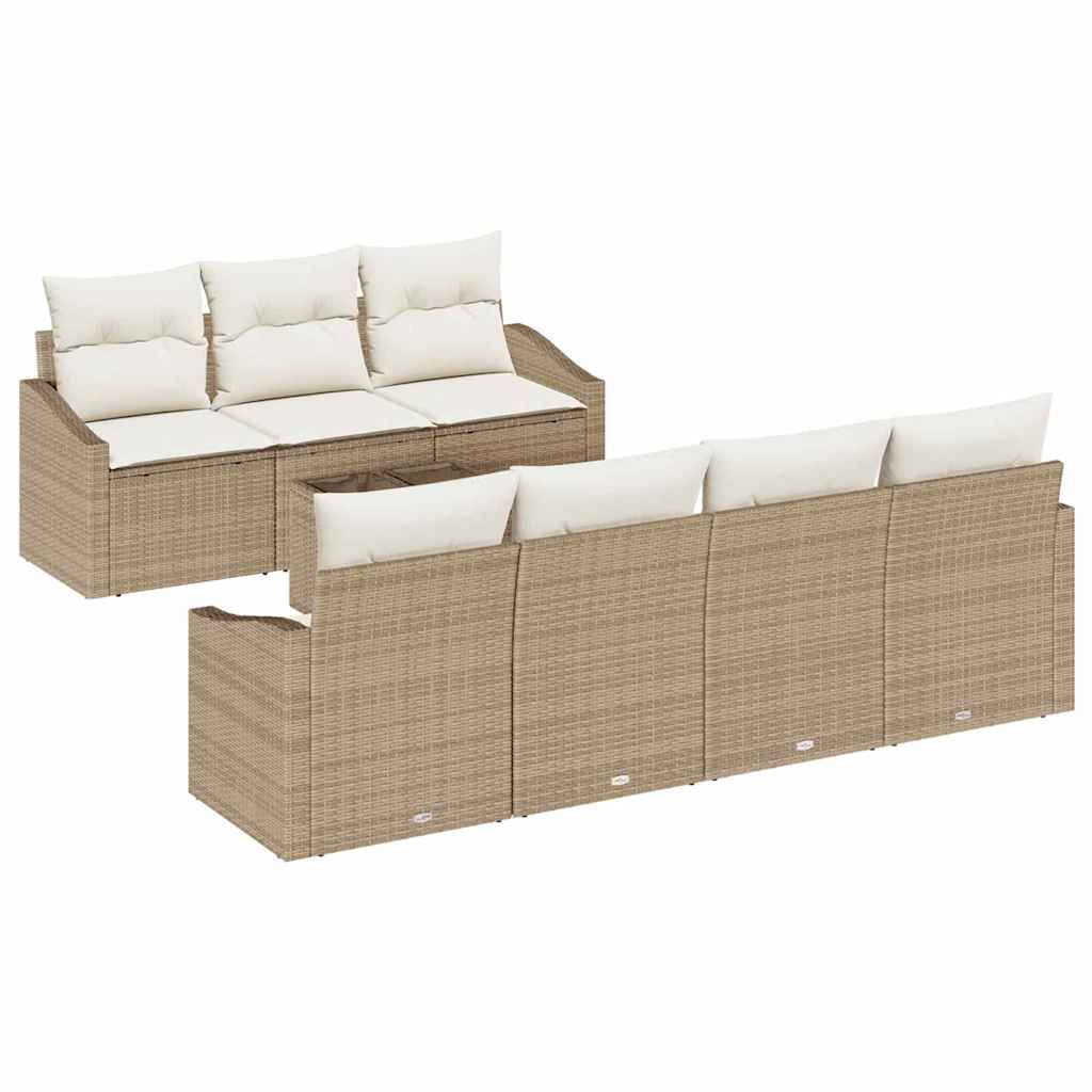 Garten-Sofa-Set mit Kissen 8 pcs Beige, Creme 55 x 55 x 37 cm