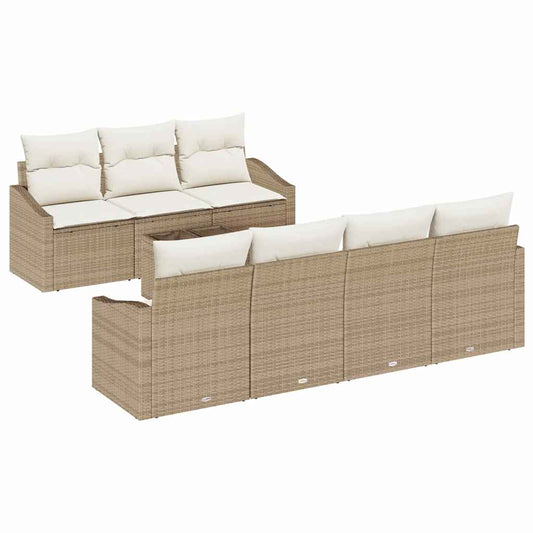 Garten-Sofa-Set mit Kissen 8 pcs Beige, Creme 55 x 55 x 37 cm