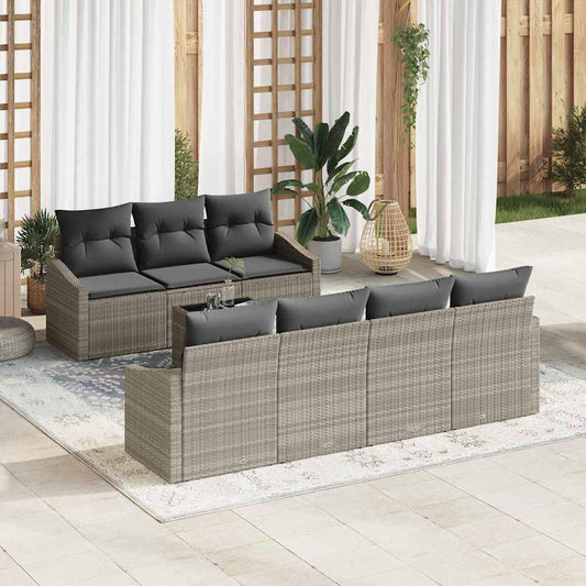 Garten-Sofa-Set 8 pcs Hellgrau, Dunkelgrau 55 x 55 x 37 cm
