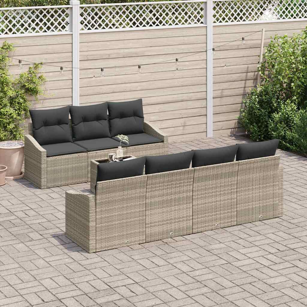 Garten-Sofa-Set 8 pcs Hellgrau, Dunkelgrau 55 x 55 x 37 cm