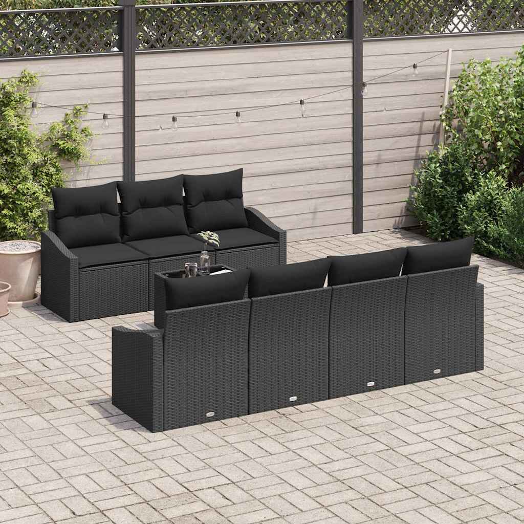 Garten-Sofa-Set mit Kissen 8 pcs Schwarz 55 x 55 x 37 cm