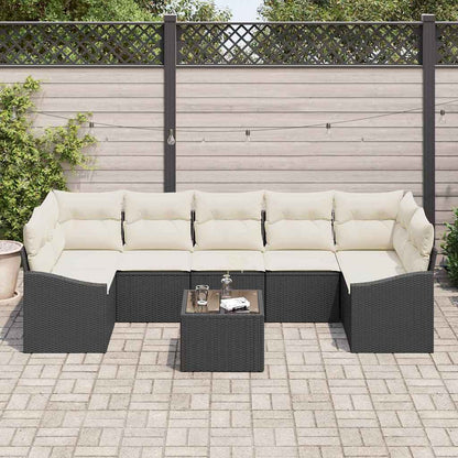 Garten-Sofa-Set 8 pcs Schwarz und Creme 55 x 55 x 37 cm
