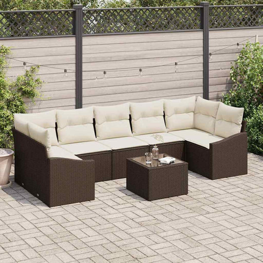 Garten-Sofa-Set 8 pcs Braun und Creme 55 x 55 x 37 cm