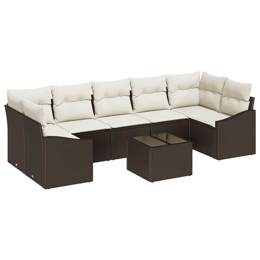 Garten-Sofa-Set 8 pcs Braun und Creme 55 x 55 x 37 cm