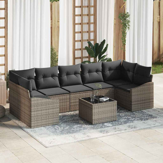 Garten-Sofa-Set mit Kissen Manuell 8 pcs Grau 55 x 55 x 37 cm