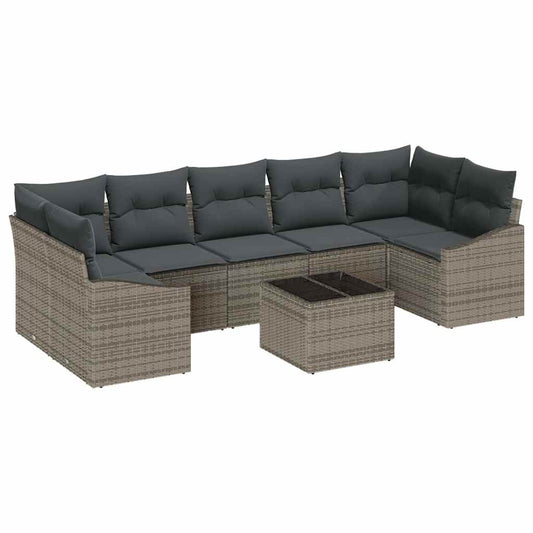 Garten-Sofa-Set mit Kissen Manuell 8 pcs Grau 55 x 55 x 37 cm