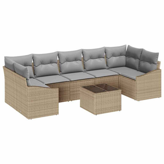 Garten-Sofa-Set mit Kissen 8 pcs Beige, Grau 55 x 55 x 37 cm