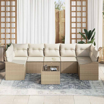 Garten-Sofa-Set mit Kissen 8 pcs Beige, Creme 55 x 55 x 37 cm
