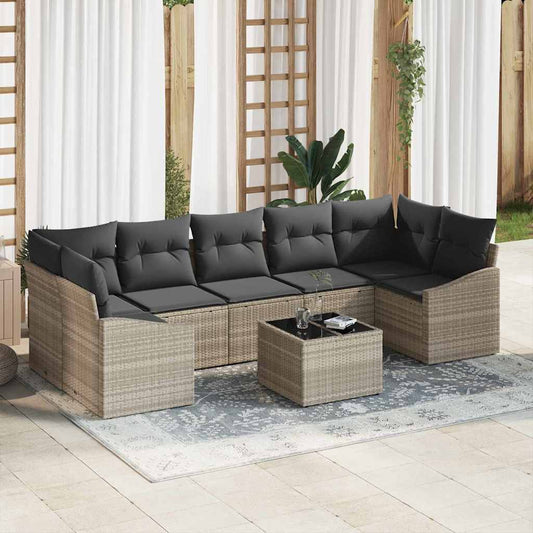 Garten-Sofa-Set 8 pcs Hellgrau Dunkelgrau 55 x 55 x 37 cm