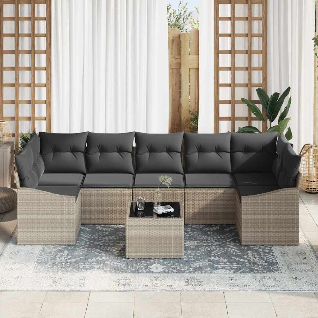 Garten-Sofa-Set 8 pcs Hellgrau Dunkelgrau 55 x 55 x 37 cm