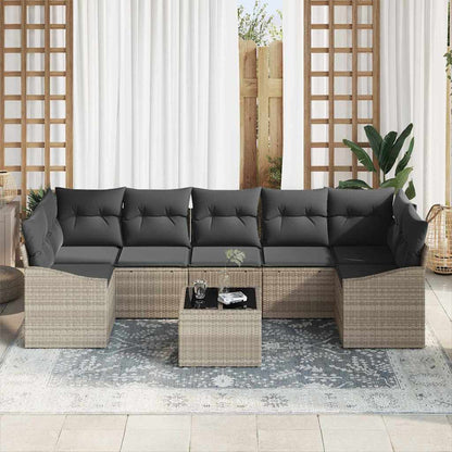 Garten-Sofa-Set 8 pcs Hellgrau Dunkelgrau 55 x 55 x 37 cm