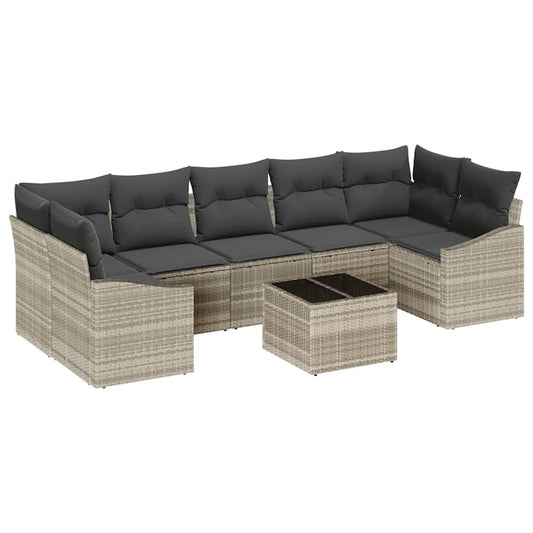Garten-Sofa-Set 8 pcs Hellgrau Dunkelgrau 55 x 55 x 37 cm