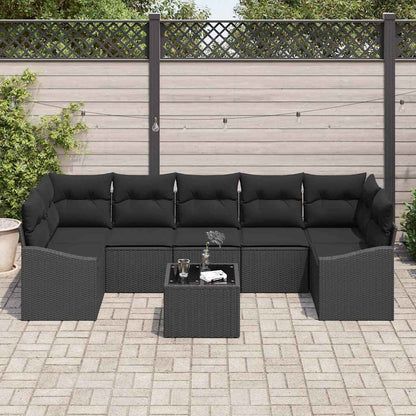 Garten-Sofa-Set mit Kissen 8 pcs Schwarz 55 x 55 x 37 cm