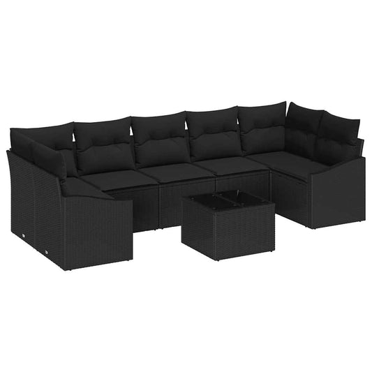 Garten-Sofa-Set mit Kissen 8 pcs Schwarz 55 x 55 x 37 cm