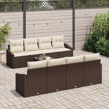 Garten-Sofa-Set 7 pcs Braun und Creme 55 x 55 x 37 cm