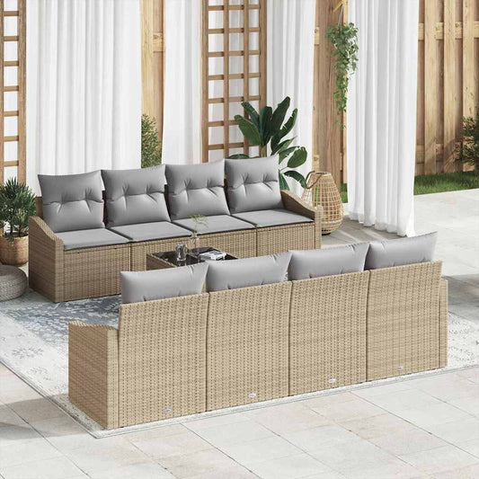 Garten-Sofa-Set mit Kissen 7 pcs Beige, Grau 55 x 55 x 37 cm