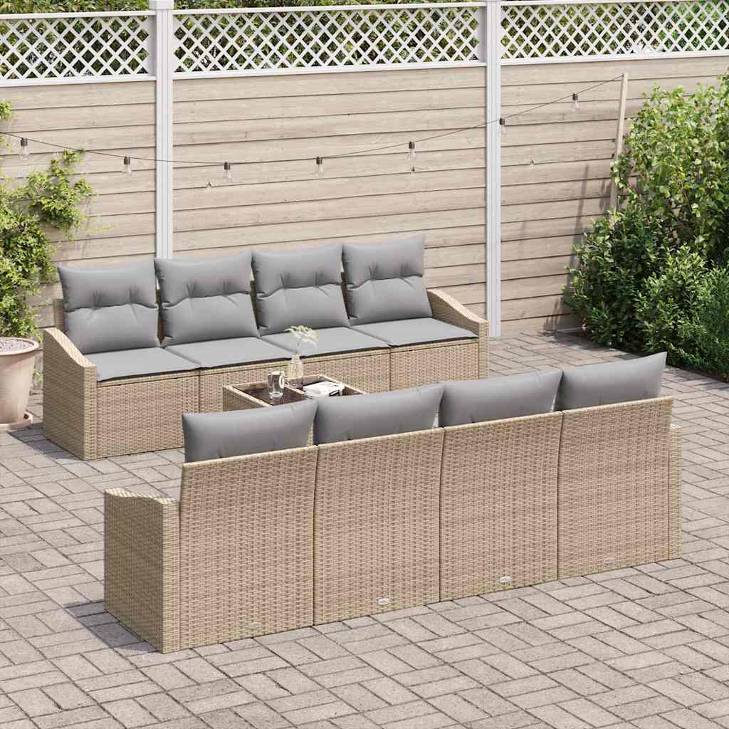 Garten-Sofa-Set mit Kissen 7 pcs Beige, Grau 55 x 55 x 37 cm