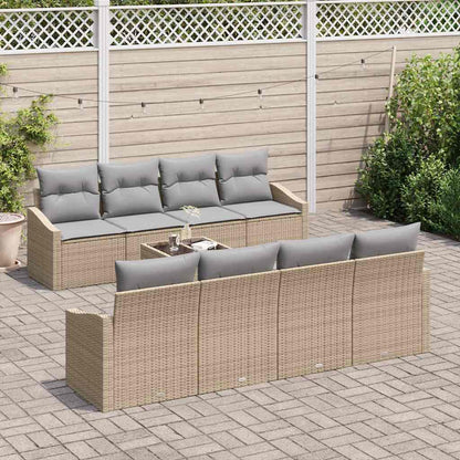 Garten-Sofa-Set mit Kissen 7 pcs Beige, Grau 55 x 55 x 37 cm