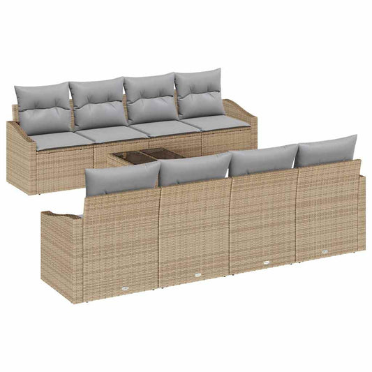 Garten-Sofa-Set mit Kissen 7 pcs Beige, Grau 55 x 55 x 37 cm