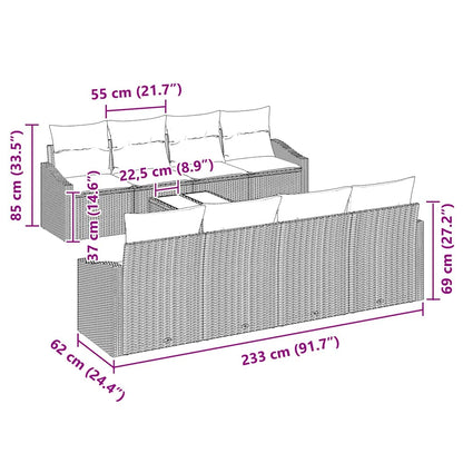 Garten-Sofa-Set mit Kissen 7 pcs Beige, Grau 55 x 55 x 37 cm