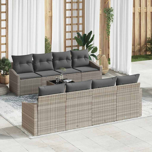 Garten-Sofa-Set mit Kissen 7 pcs Hellgrau 55 x 55 x 37 cm