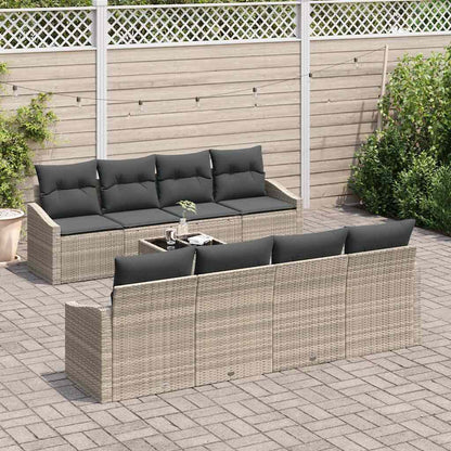 Garten-Sofa-Set mit Kissen 7 pcs Hellgrau 55 x 55 x 37 cm
