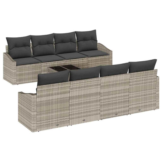 Garten-Sofa-Set mit Kissen 7 pcs Hellgrau 55 x 55 x 37 cm