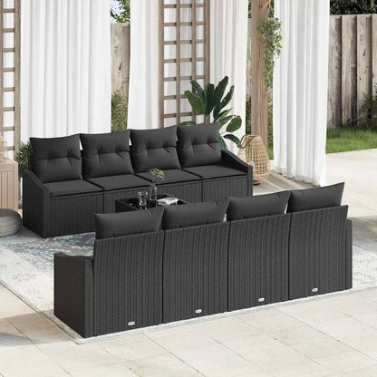 Garten-Sofa-Set mit Kissen 7 pcs Schwarz 55 x 55 x 37 cm