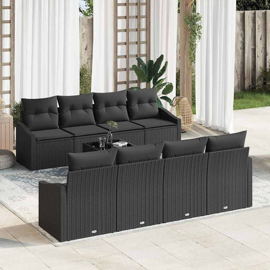 Garten-Sofa-Set mit Kissen 7 pcs Schwarz 55 x 55 x 37 cm