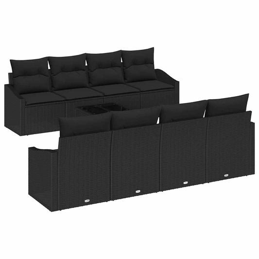 Garten-Sofa-Set mit Kissen 7 pcs Schwarz 55 x 55 x 37 cm