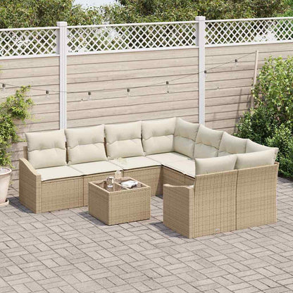 Garten-Sofa-Set mit Kissen 9 pcs Beige, Creme 55 x 55 x 37 cm