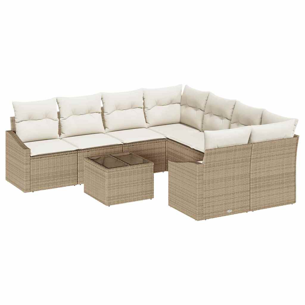 Garten-Sofa-Set mit Kissen 9 pcs Beige, Creme 55 x 55 x 37 cm