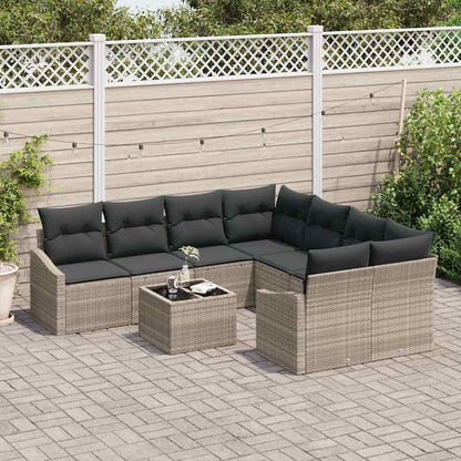Garten-Sofa-Set 9 pcs Hellgrau, Dunkelgrau 55 x 55 x 37 cm