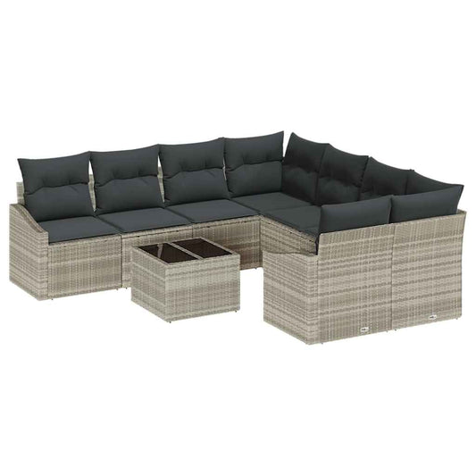 Garten-Sofa-Set 9 pcs Hellgrau, Dunkelgrau 55 x 55 x 37 cm