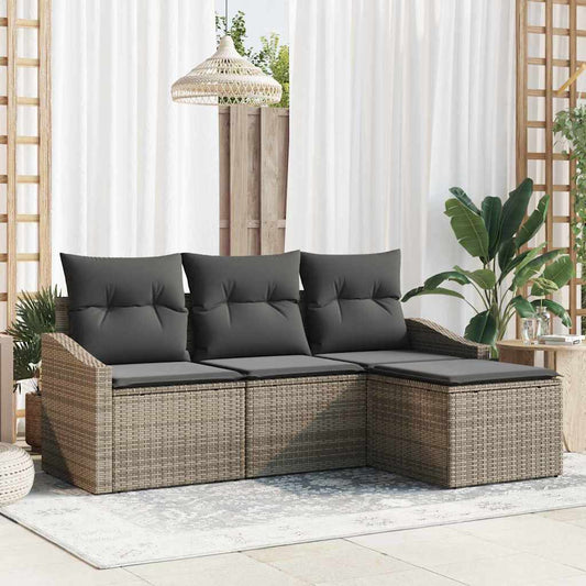 Garten-Sofa-Set mit Kissen mit Speicher 4 pcs Grau