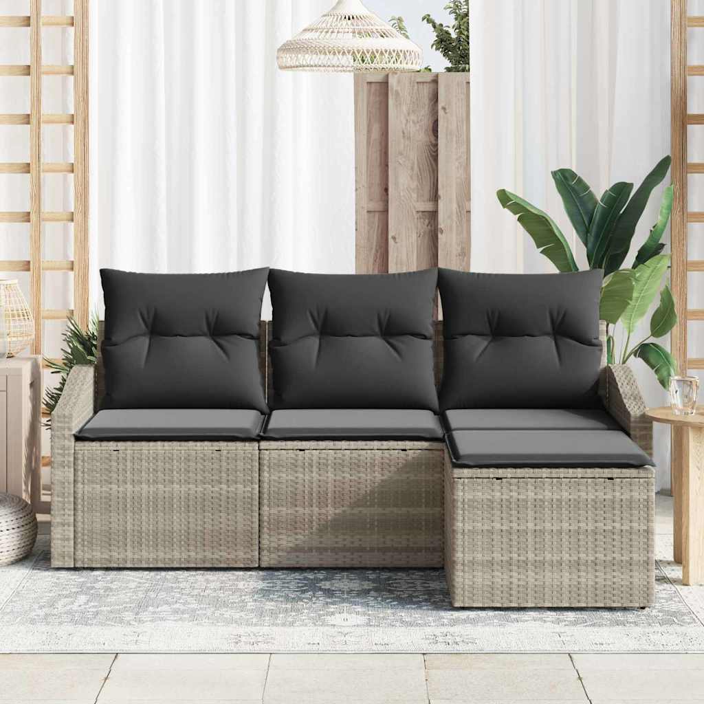 Garten-Sofa-Set mit Kissen mit Speicher 4 pcs Hellgrau