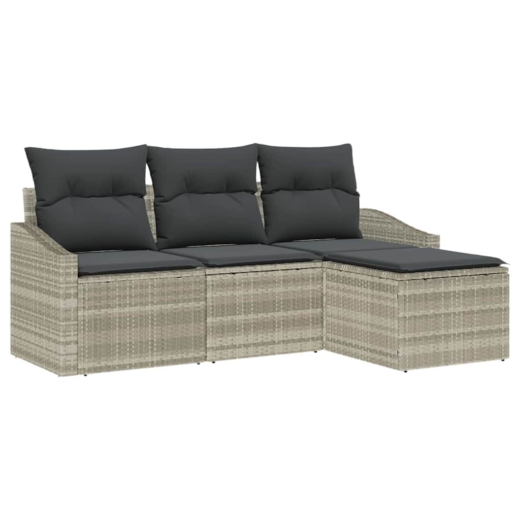 Garten-Sofa-Set mit Kissen mit Speicher 4 pcs Hellgrau