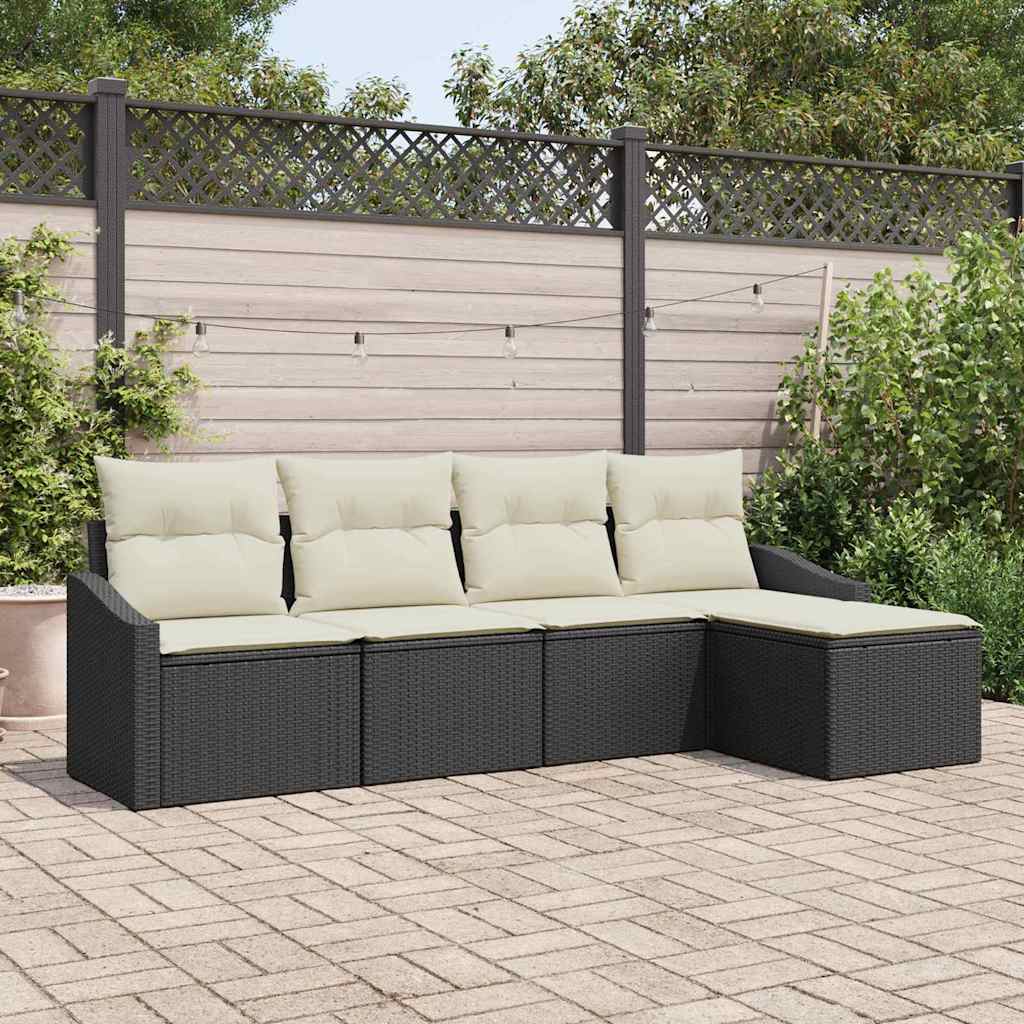 Garten Essgruppe mit Kissen 5 pcs Schwarz und Creme