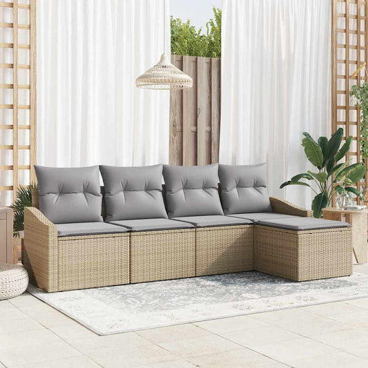 Garten Essgruppe mit Kissen mit Speicher 5 pcs Beige, Hellgrau