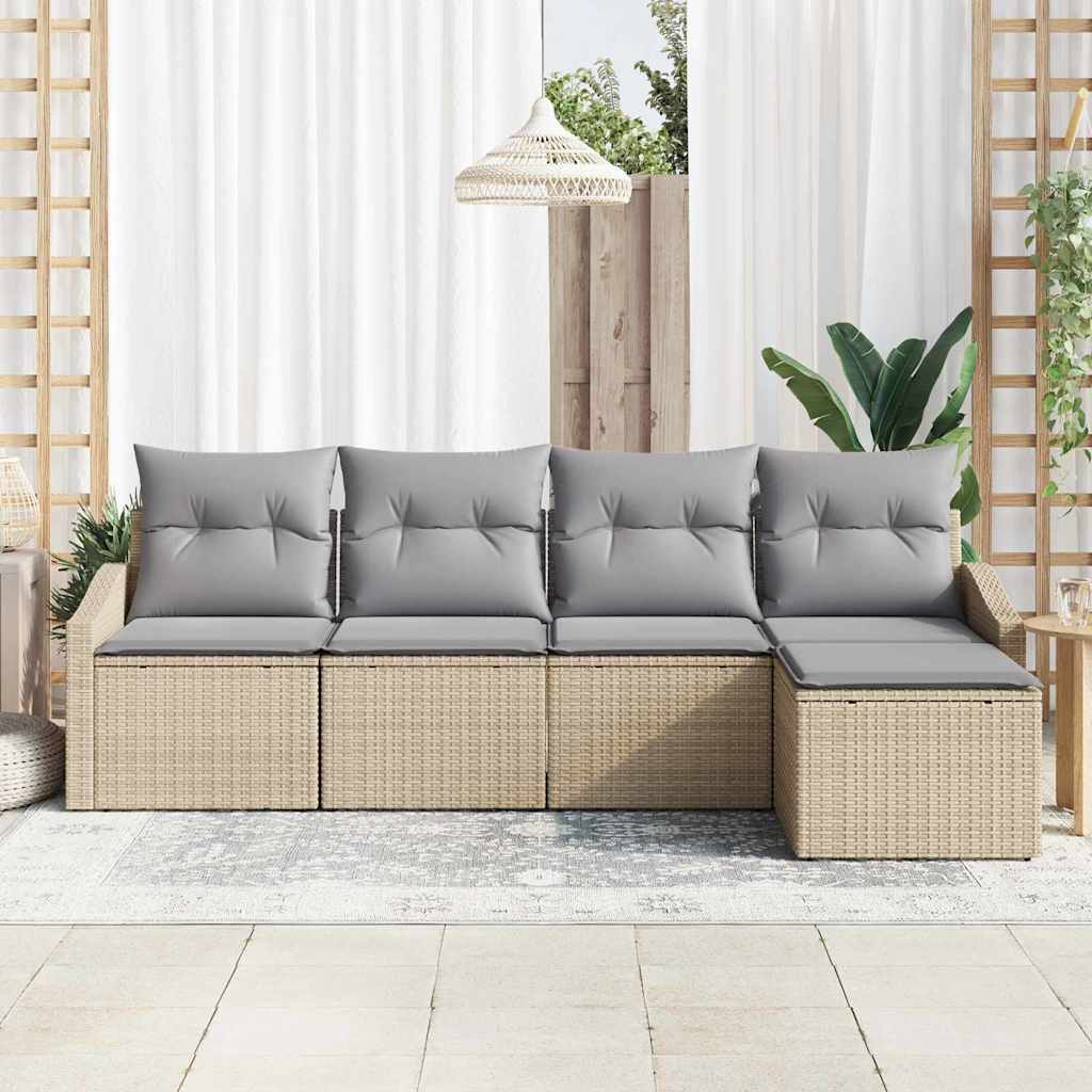 Garten Essgruppe mit Kissen mit Speicher 5 pcs Beige, Hellgrau