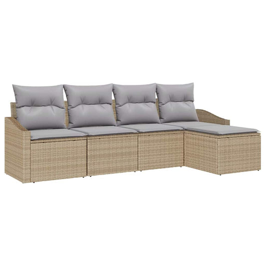 Garten Essgruppe mit Kissen mit Speicher 5 pcs Beige, Hellgrau