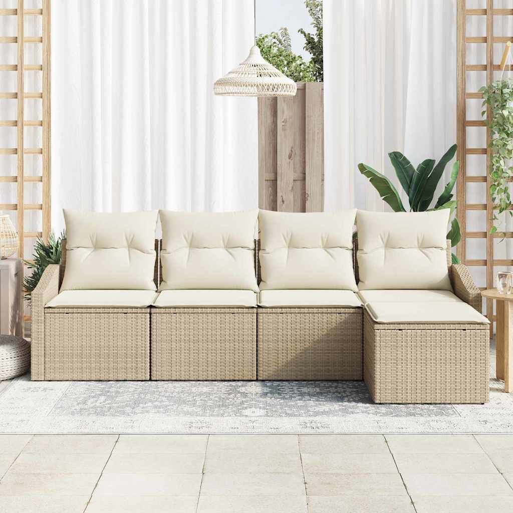 Garten Essgruppe mit Kissen mit Speicher 5 pcs Beige, Creme