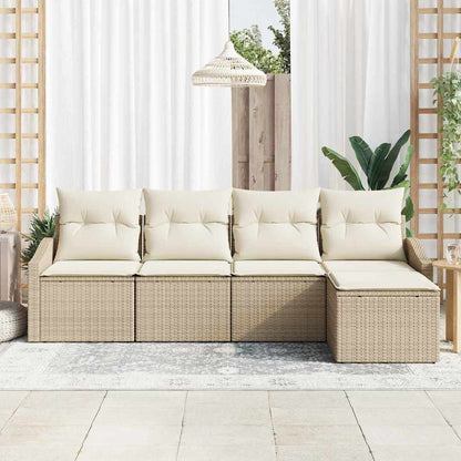 Garten Essgruppe mit Kissen mit Speicher 5 pcs Beige, Creme