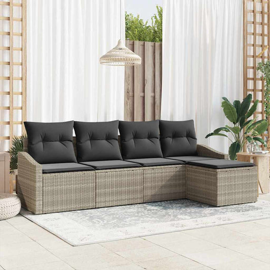Garten Essgruppe mit Kissen mit Speicher 5 pcs Hellgrau