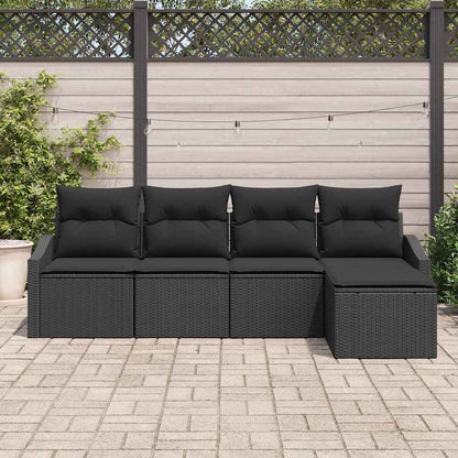 Garten Essgruppe mit Kissen mit Speicher 5 pcs Schwarz