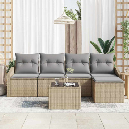 Garten Essgruppe mit Kissen mit Speicher 6 pcs Beige, Hellgrau